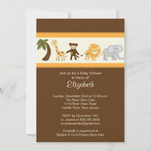 Invitation Baby shower neutre des animaux de Jungle Safari