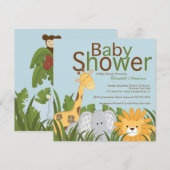 Invitation Baby shower neutre des animaux de Jungle Safari (Devant / Derrière)