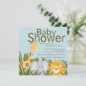 Invitation Baby shower neutre des animaux de Jungle Safari (Debout devant)