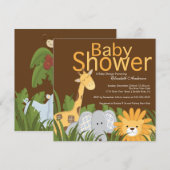 Invitation Baby shower neutre des animaux de Jungle Safari (Devant / Derrière)