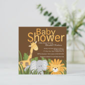 Invitation Baby shower neutre des animaux de Jungle Safari (Debout devant)