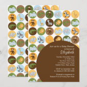 Invitation Baby shower neutre des animaux de Jungle Safari (Devant / Derrière)