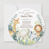 Invitation Baby shower Neutre des animaux de la jungle (Devant)