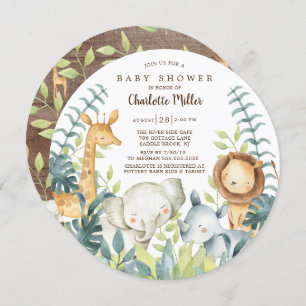 Invitation Baby shower Neutre des animaux de la jungle