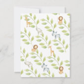 Invitation Baby shower neutre des animaux de la jungle (Dos)