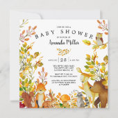 Invitation Baby shower Neutre des animaux forestiers (Devant)