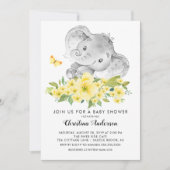 Invitation Baby shower neutre doux bébé éléphant (Devant)