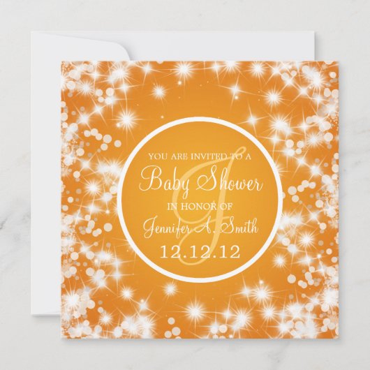 Invitation Baby shower Neutre Élégant Hiver Épargne Orange (Devant)