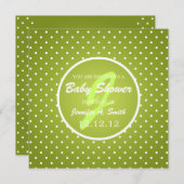 Invitation Baby shower neutre élégant Polka Dot vert (Devant / Derrière)
