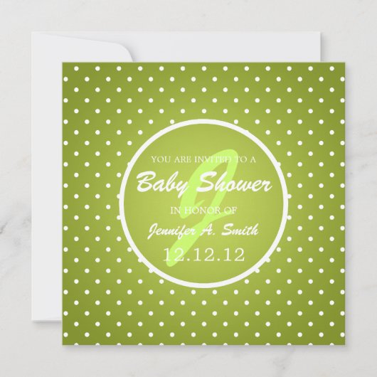 Invitation Baby shower neutre élégant Polka Dot vert (Devant)