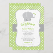Invitation Baby shower neutre éléphant vert moderne (Devant / Derrière)
