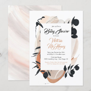 Invitation Baby shower neutre en encre asiatique moderne