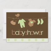Invitation Baby shower neutre en tissu vert (Devant)