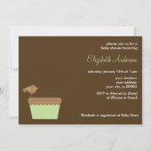 Invitation Baby shower neutre en tissu vert (Dos)