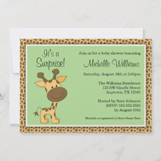 Invitation Baby shower neutre entre les sexes de la Girafe ve