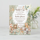 Invitation Baby shower Neutre forestier (Debout devant)