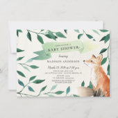 Invitation Baby shower Neutre Fox Woodland (Devant)
