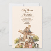 Invitation Baby shower neutre genre animal de ferme rustique (Devant)