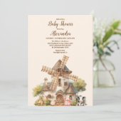 Invitation Baby shower neutre genre animal de ferme rustique (Debout devant)