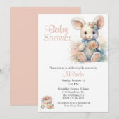 Invitation Baby shower neutre genre lapin fourré (Devant / Derrière)