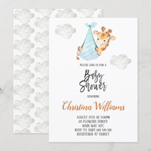 Invitation Baby shower neutre Giraffe Cub minimal Cute