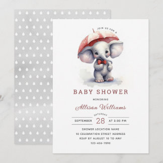 Invitation Baby shower neutre homme éléphant
