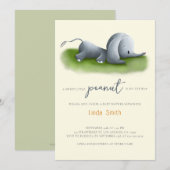 Invitation Baby shower neutre homme éléphant (Devant / Derrière)