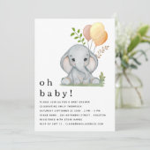 Invitation Baby shower neutre homme éléphant (Debout devant)