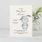 Invitation Baby shower neutre lapin mou (Debout devant)