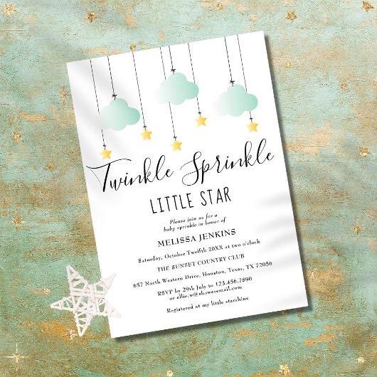 Invitation Baby shower Neutre Little Star Twinkle Sprinkle