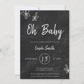 Invitation Baby shower neutre minimaliste en tableau noir (Devant)