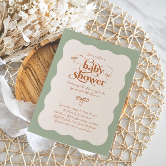 Invitation Baby shower neutre minimaliste moderne Bow