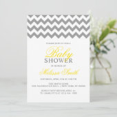 Invitation BABY SHOWER neutre moderne gris jaune Chevron (Debout devant)