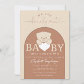 Invitation Baby shower neutre moderne mou ours en peluche (Devant)