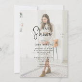 Invitation Baby shower neutre moderne simple photo défraîchie (Devant)