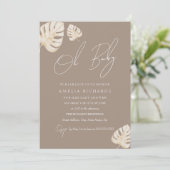 Invitation Baby shower Neutre Oh Baby Boho Leaf (Debout devant)