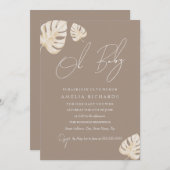 Invitation Baby shower Neutre Oh Baby Boho Leaf (Devant / Derrière)