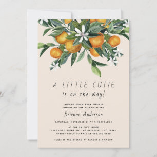Invitation Baby shower neutre orange de Little Cutie Citrus