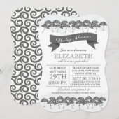 Invitation Baby shower neutre parapluie gris charbon moderne (Devant / Derrière)