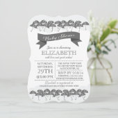 Invitation Baby shower neutre parapluie gris charbon moderne (Debout devant)