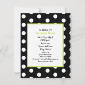 Invitation Baby shower neutre - Parapluie vert et Pois (Dos)