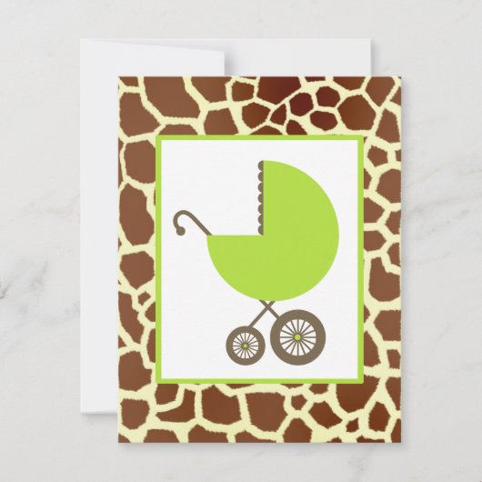 Invitation Baby shower Neutre - Porte verte et girafe Imprime (Devant)