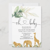 Invitation baby shower neutre pour les animaux aurifères de S (Devant)