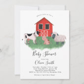 Invitation Baby shower neutre pour les animaux de ferme (Devant)