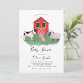 Invitation Baby shower neutre pour les animaux de ferme (Debout devant)
