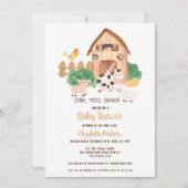 Invitation baby shower neutre pour les animaux de ferme de la (Devant)