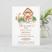 Invitation baby shower neutre pour les animaux de ferme de la (Debout devant)