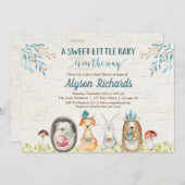 Invitation Baby shower neutre pour les animaux des bois (Devant / Derrière)