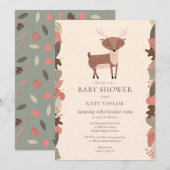Invitation Baby shower neutre pour les cerfs de forêt (Devant / Derrière)