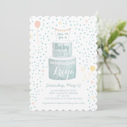 Invitation Baby shower neutre pour les femmes - Ba (Debout devant)